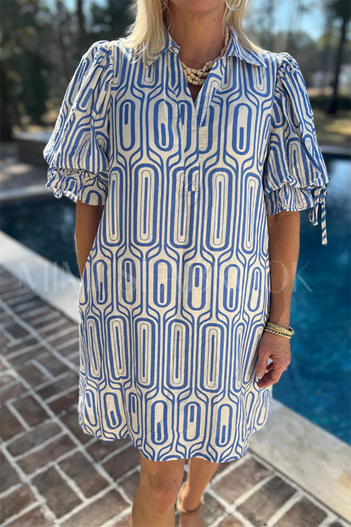 Abstract Print Pocket Dress