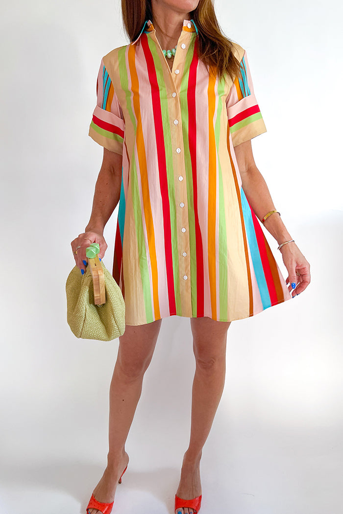 Colorful Striped Short Sleeve Dress