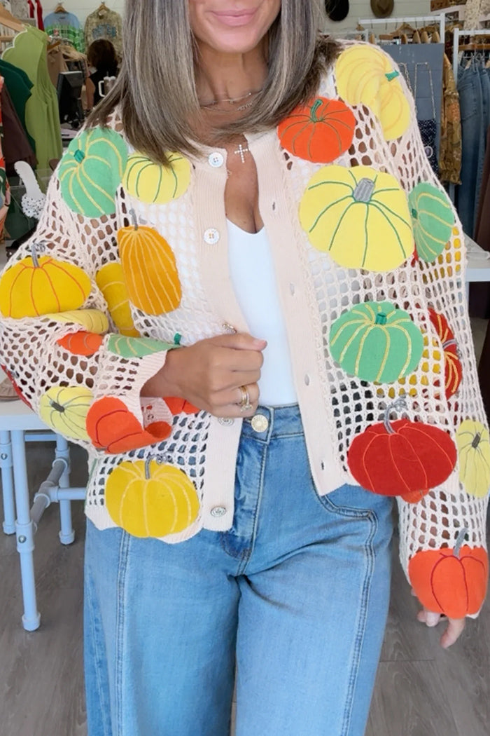 Multi Pumpkin Crochet Cardigan