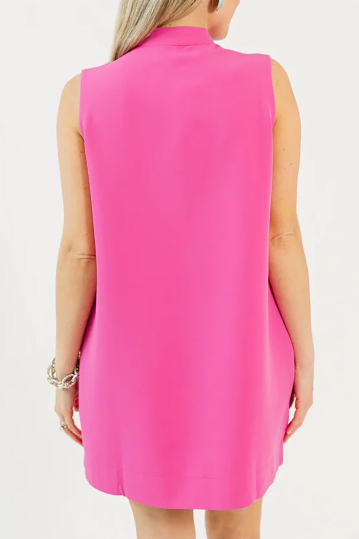 Sleeveless Split Necklined Pocketed Shift Dress