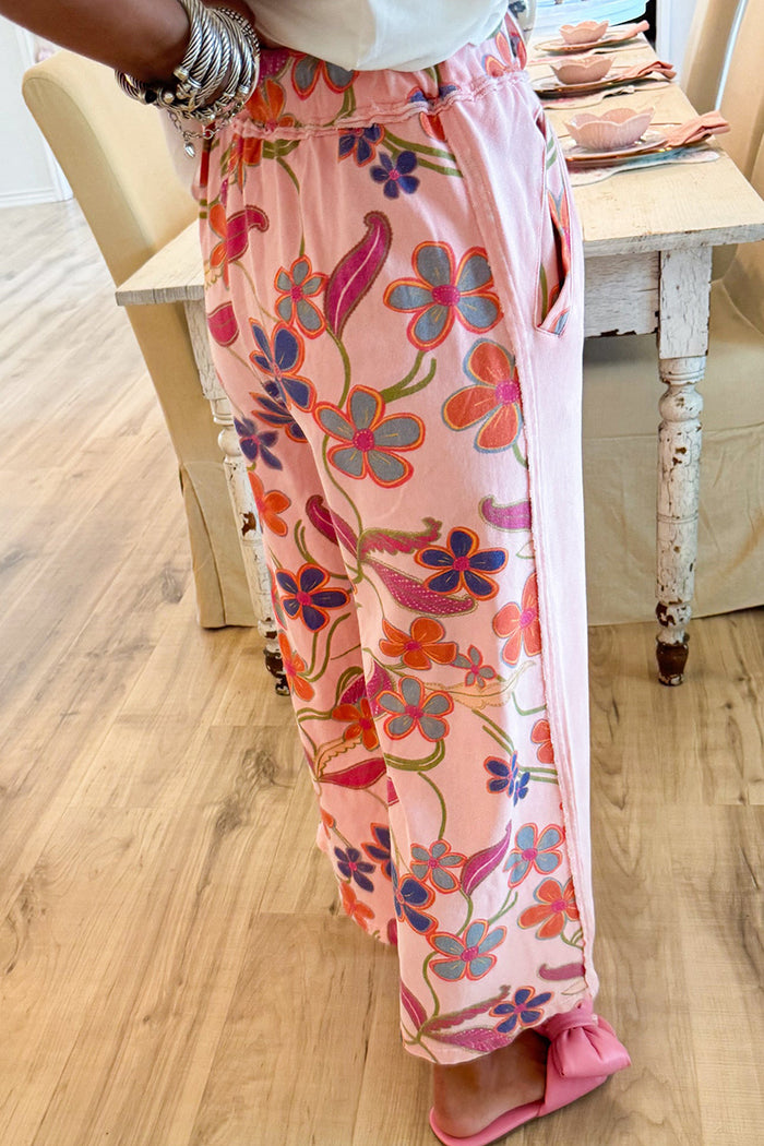 Pink Mix Floral Terry Pants