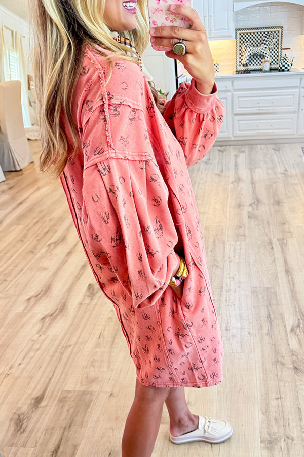 Western Washed Pullover Dress