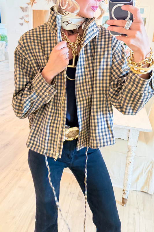 Black And Tan Gingham Jacket