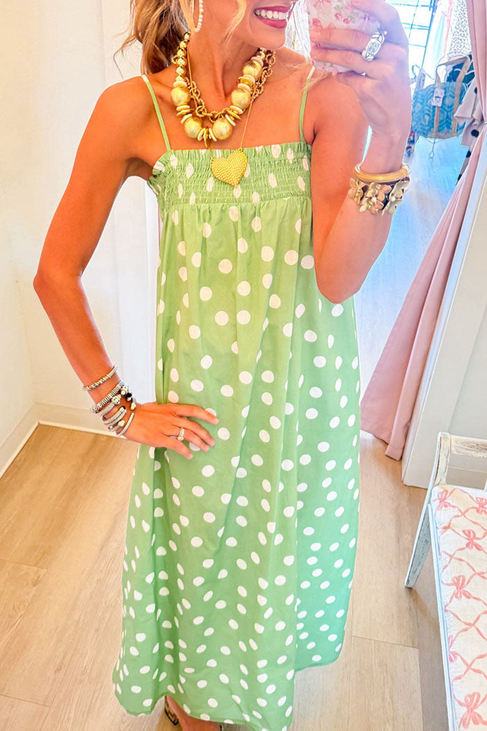 Polka Dot Pocket Maxi Dress