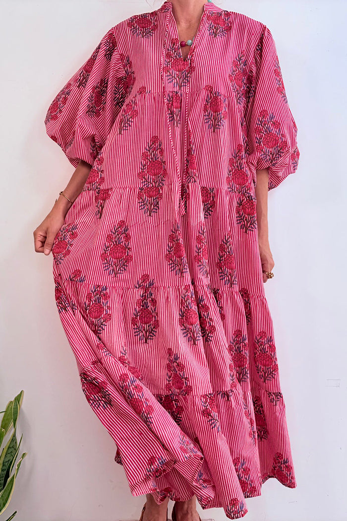 Floral Tiered Balloon Sleeve Dress