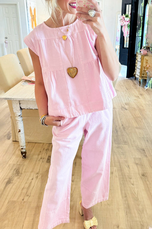 Pink Sleeveless Co-Ord Set