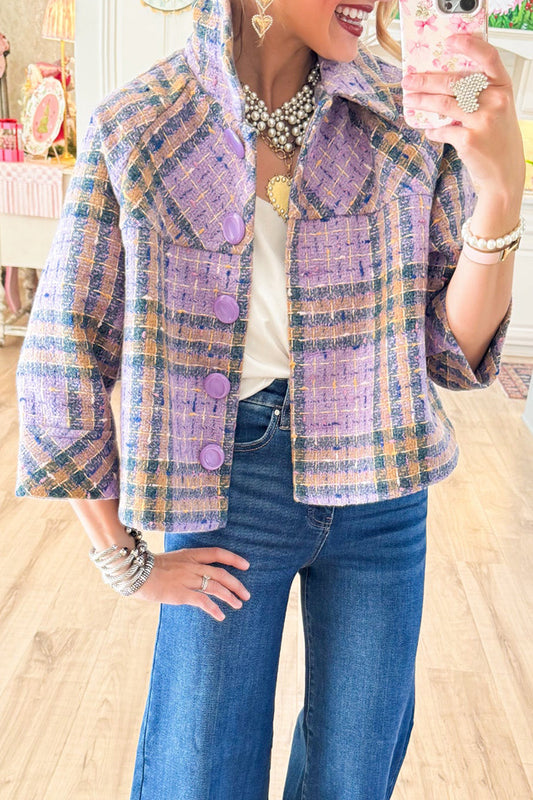 Purple Swing Plaid Jacket