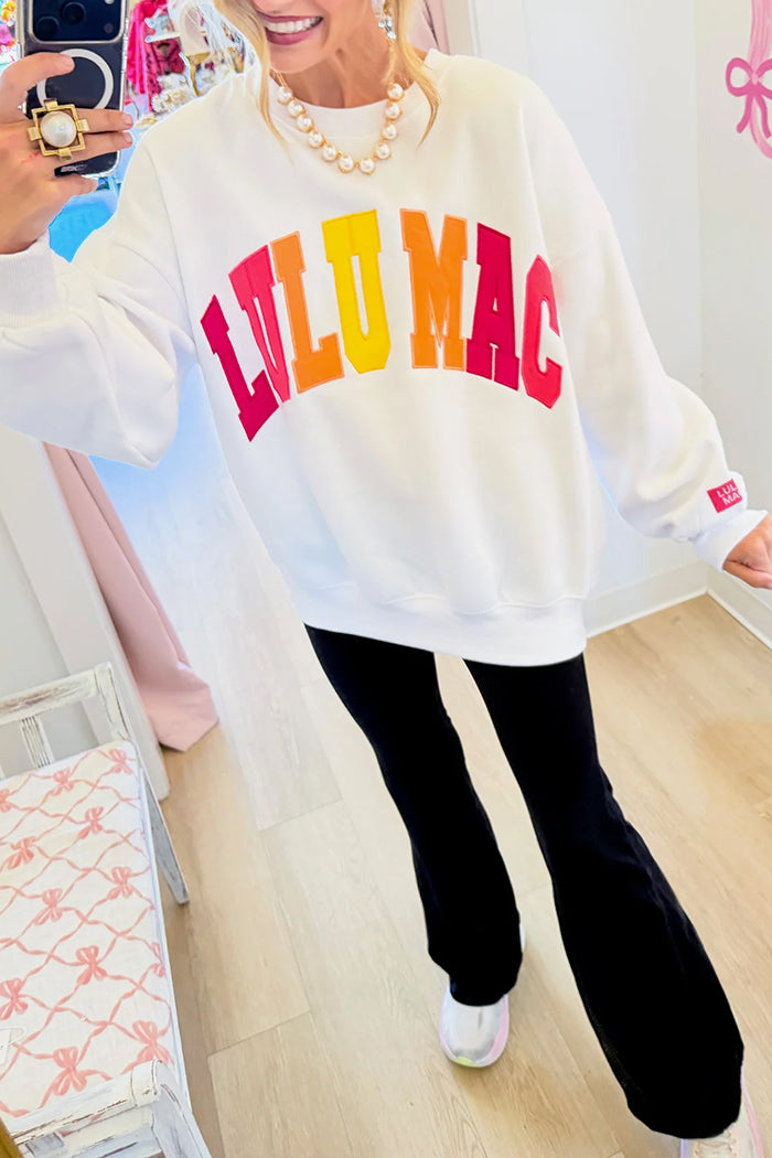 Color Letter Round Neck Sweatshirt