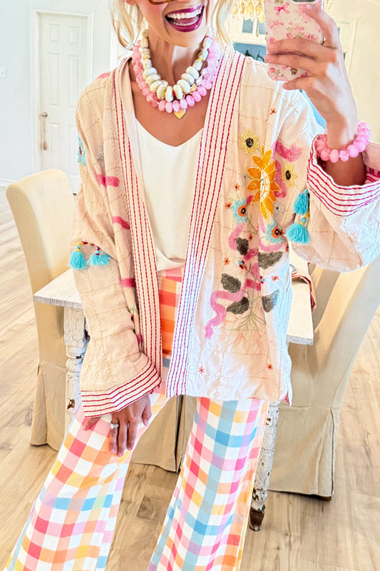 Natural Multi Beaded Kimono