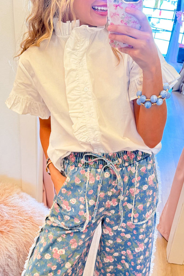 Ruffled Button Up Top