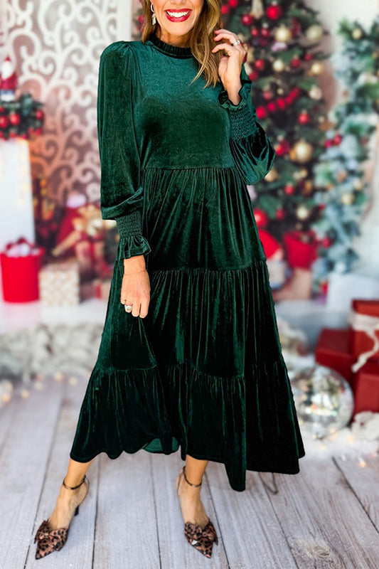 Velvet Ruffled Maxi Dress