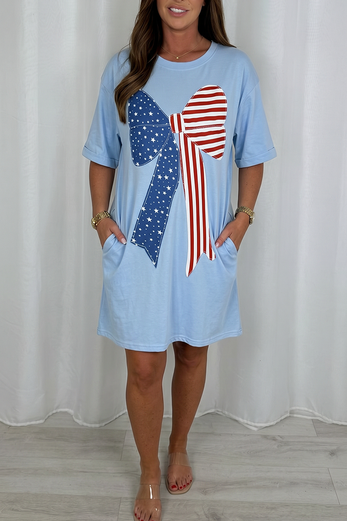 Casual Bow Patterned Dress
