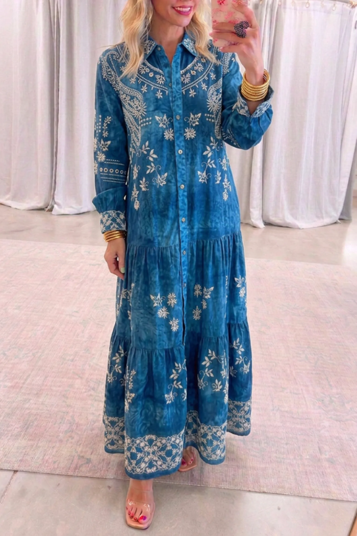 Casual Floral Print Midi Dress