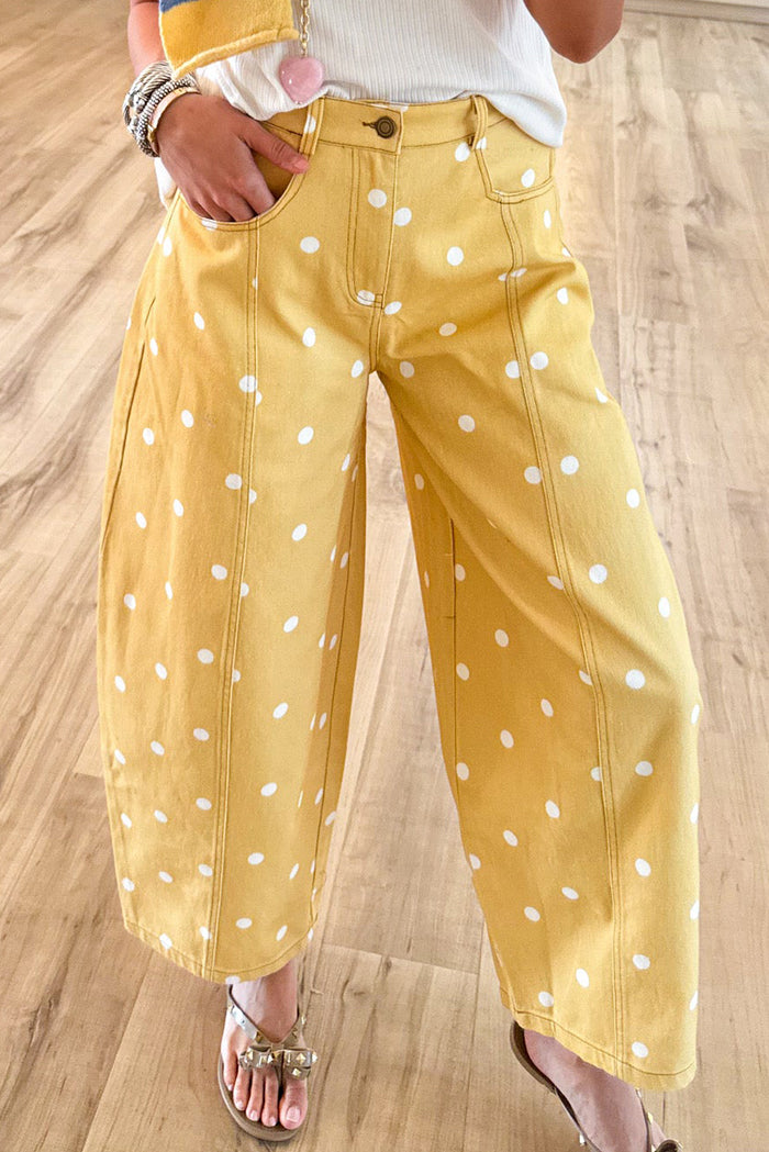 Yellow Polka Dot Barrel Jeans