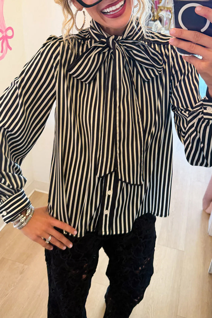 Stripe Neck Tie Top