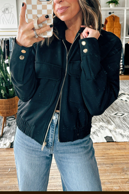 Casual Zip-Front Pocket Jacket