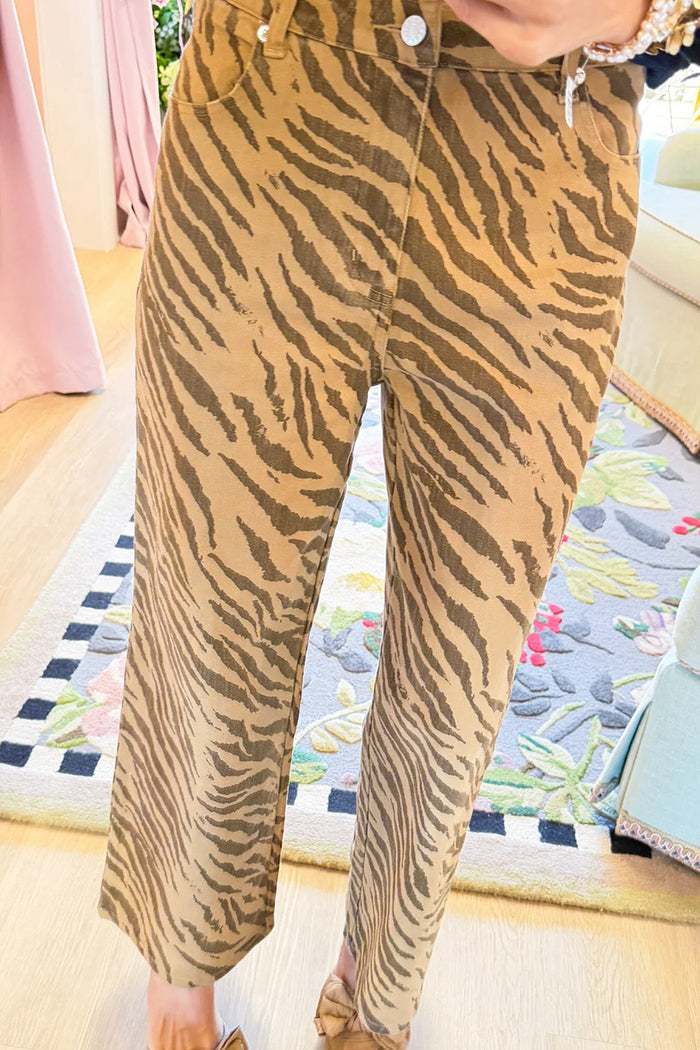 Zebra Print Wide Leg Jeans