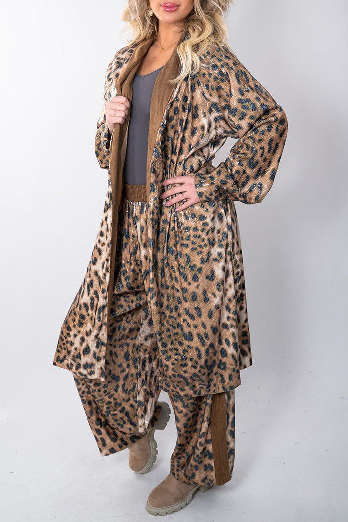 Loose Fit Leopard Velvet Pants