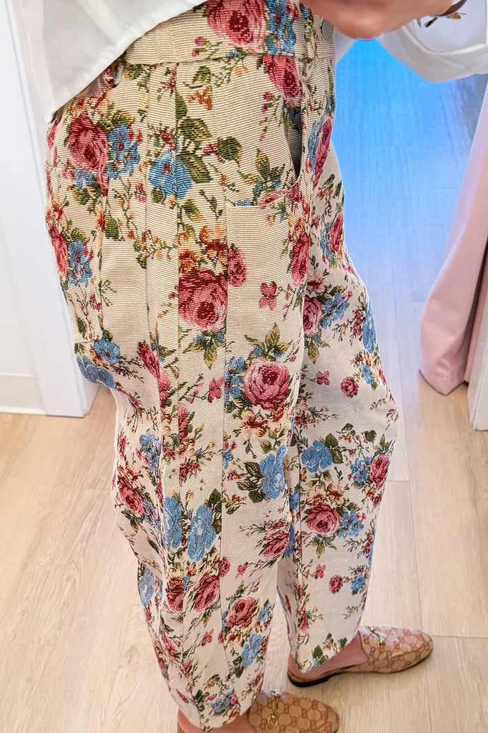 Floral Barrel Leg Pants