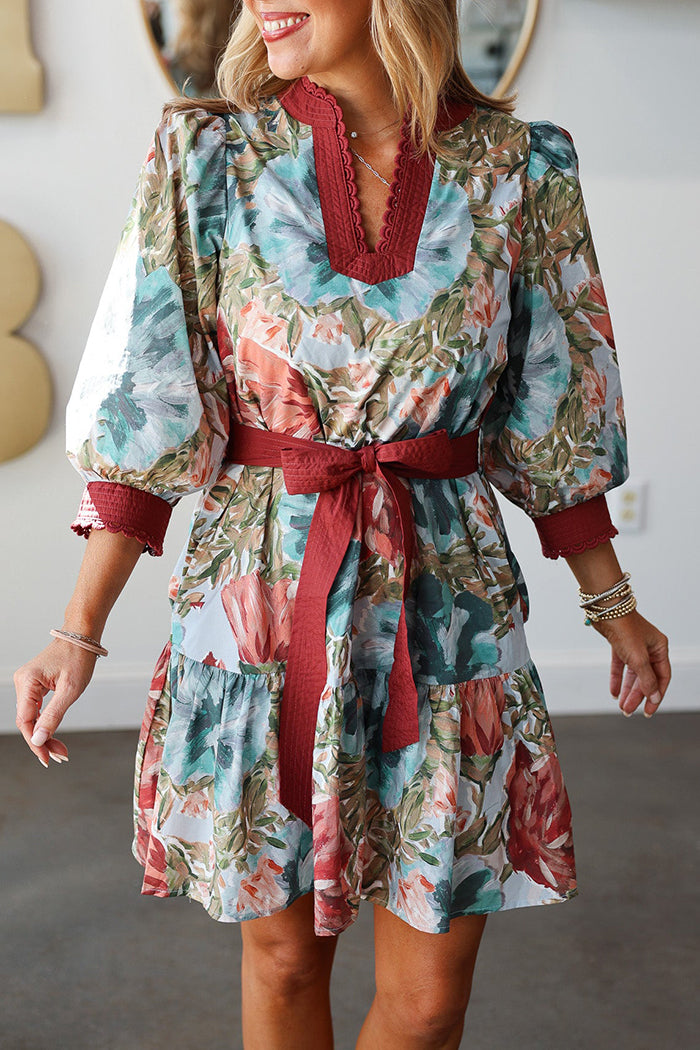 Floral Tiered Mini Pocket Dress
