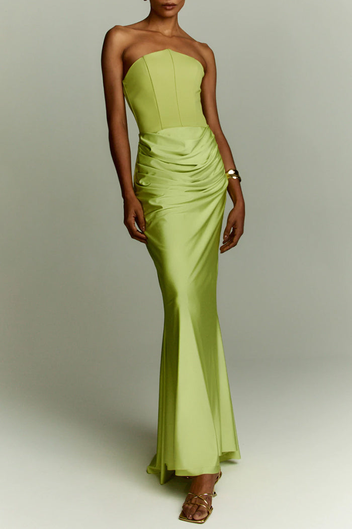 Ruched Strapless Mermaid Maxi Dress