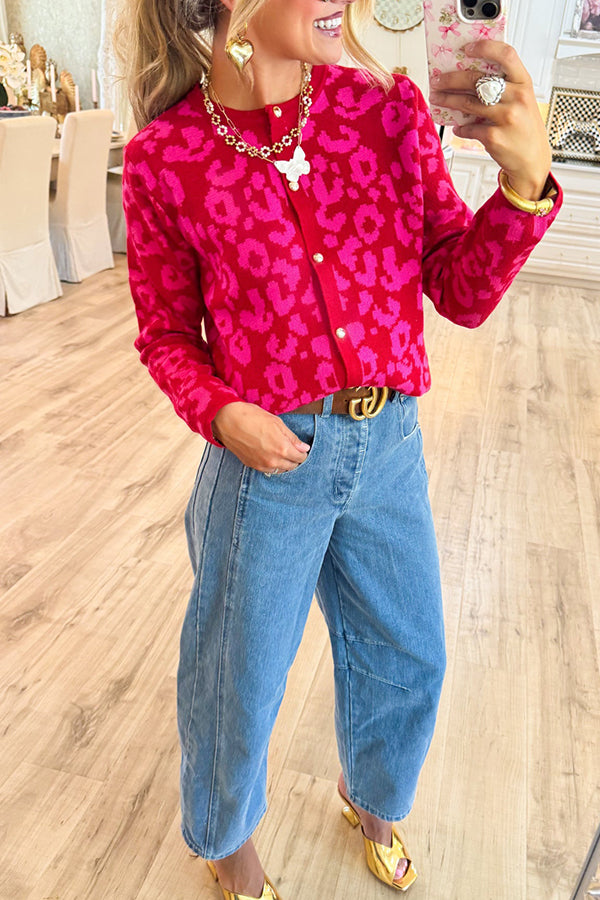 Causal Leopard Button Caridgan
