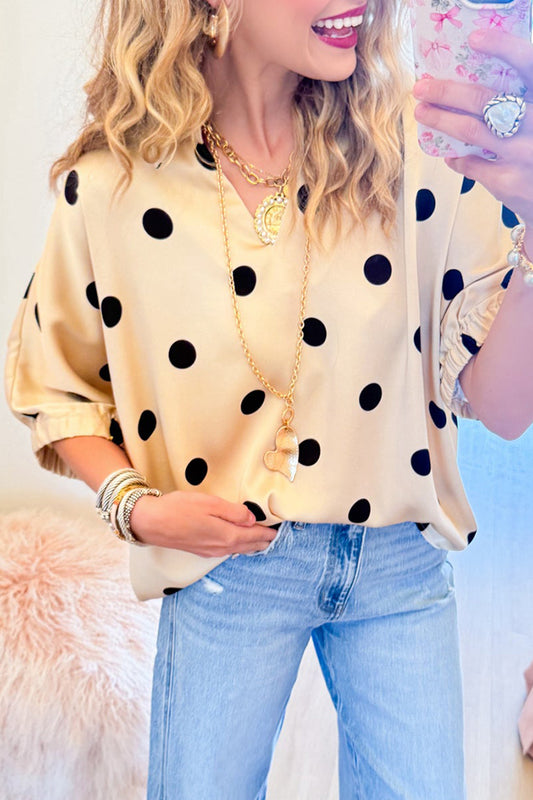 Polka Dot Dolman Sleeve Top