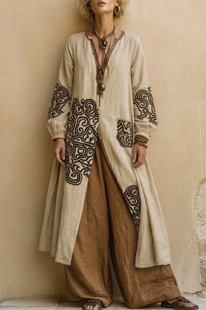 Boho Pocket Duster Wide Leg Set