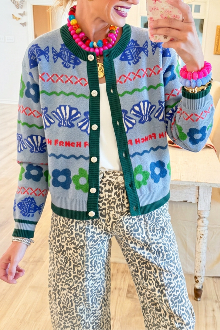 Casual Animal Pattern Knit Cardigan