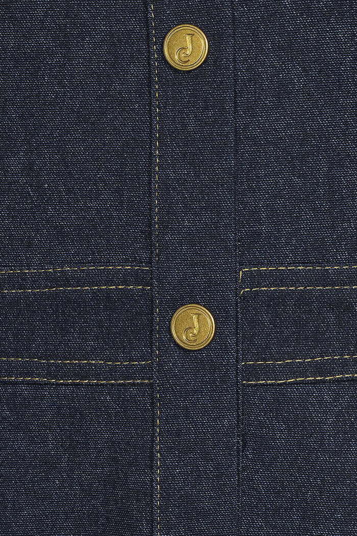 Sleeveless Button Front Denim Midi Shirt Dress