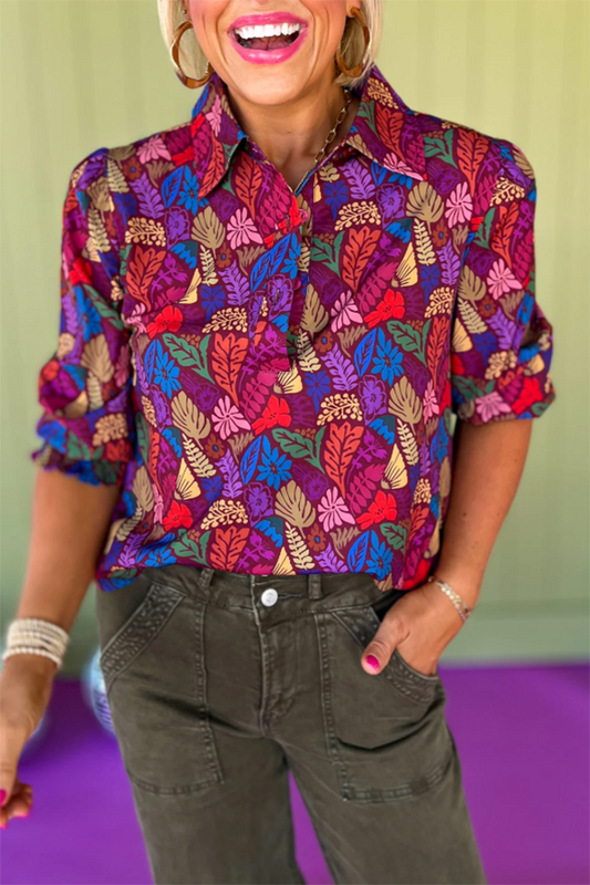Casual Long Sleeve Floral Top