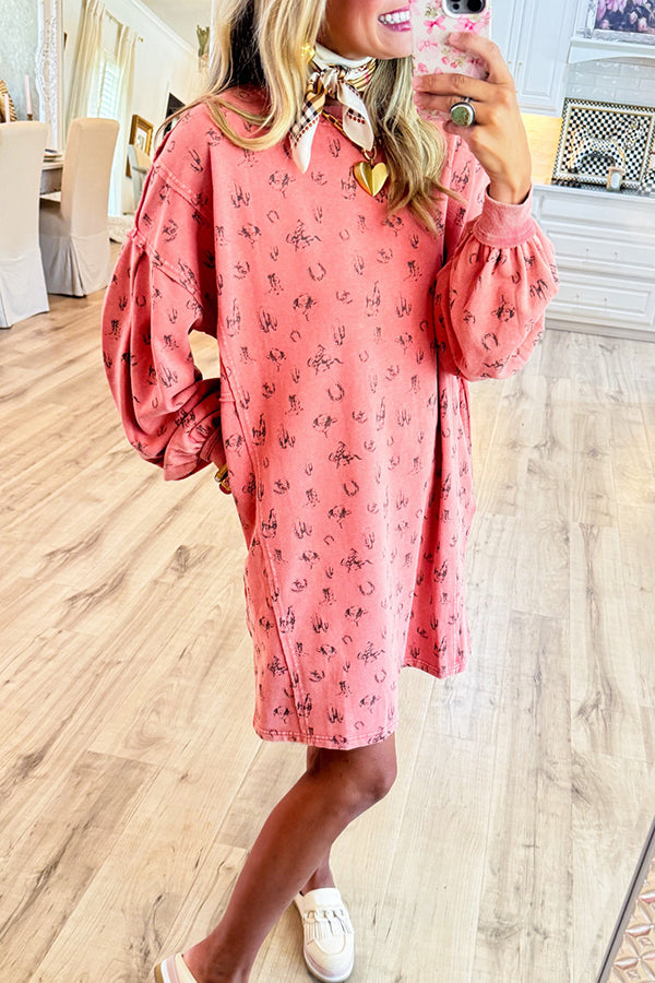 Western Washed Pullover Dress