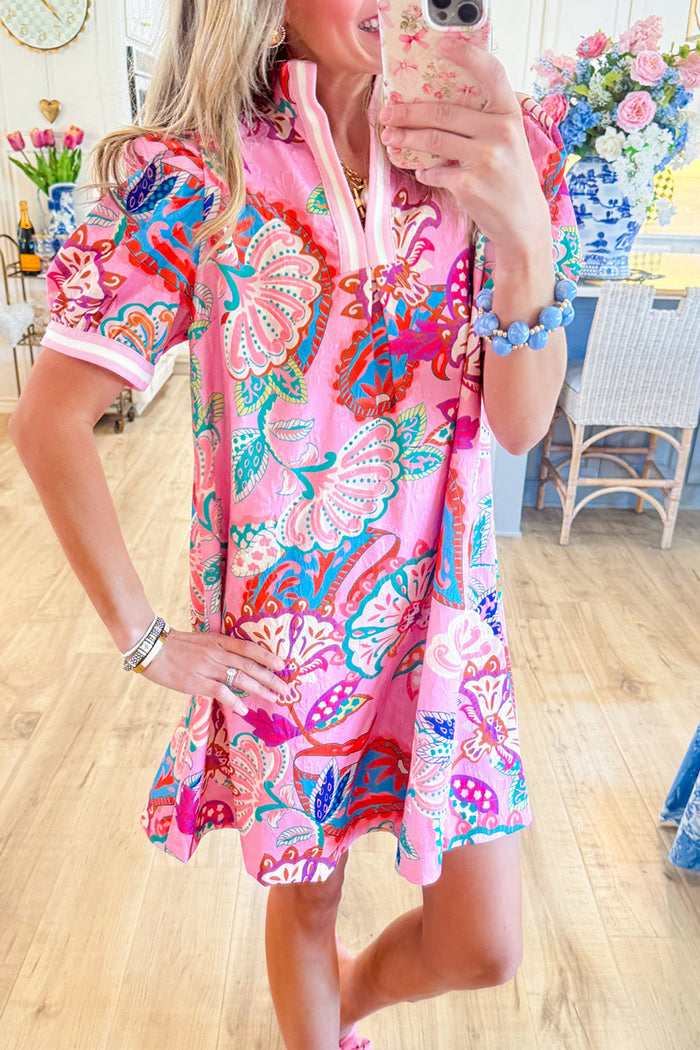 Pink Jacquard Paisley Print Dress