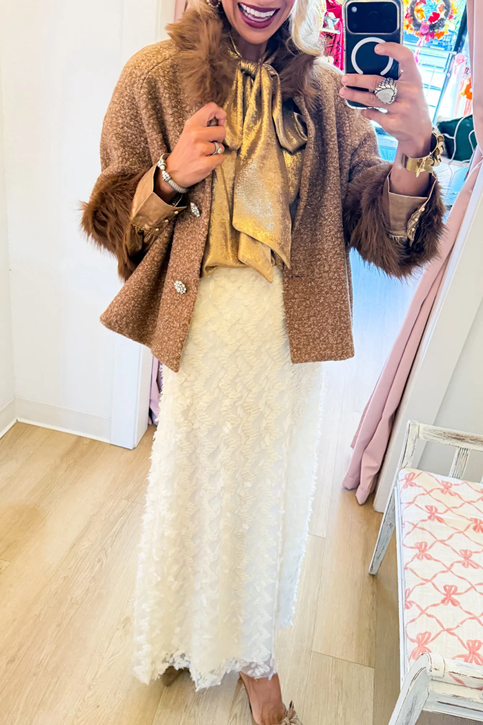 Ivory Sequin Maxi Skirt