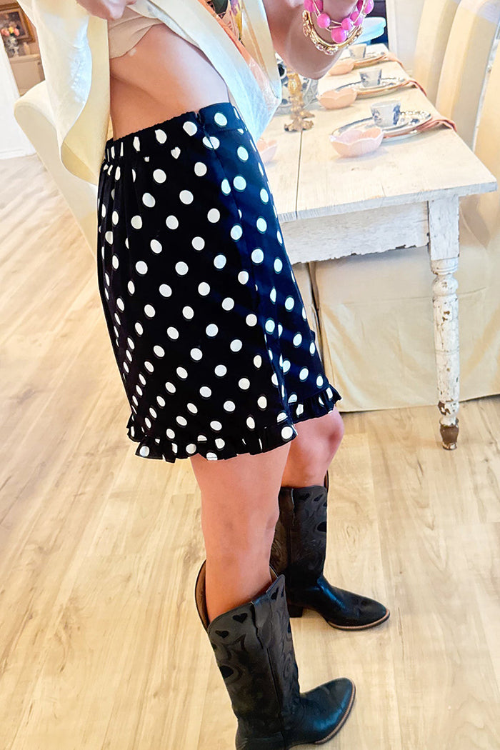 Casual Black Polka Dot Skirt