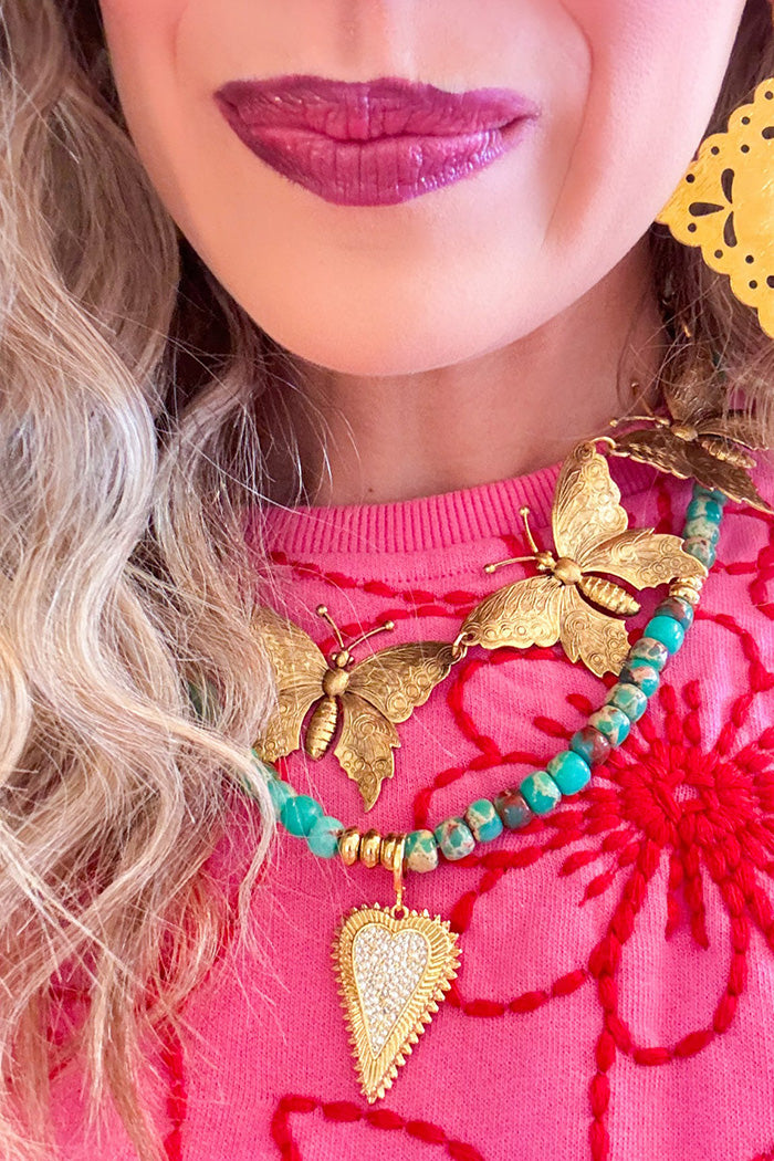 Vintage Butterfly Charm Necklace