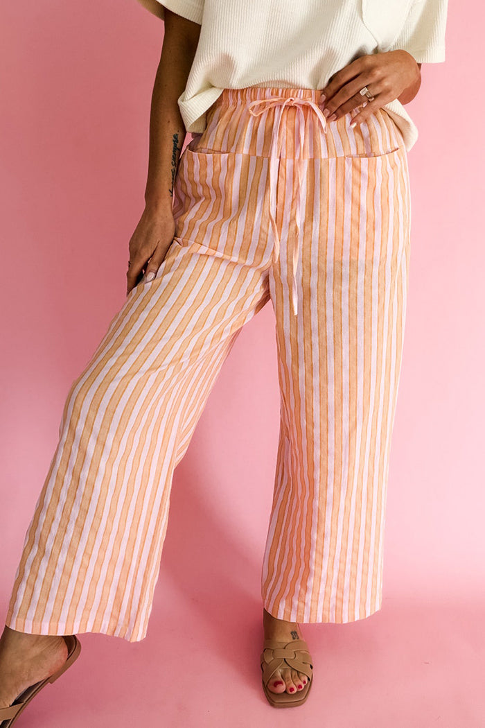 Casual Striped Wide Leg Pants