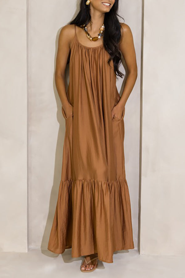 Pleated Hem Halter Dress