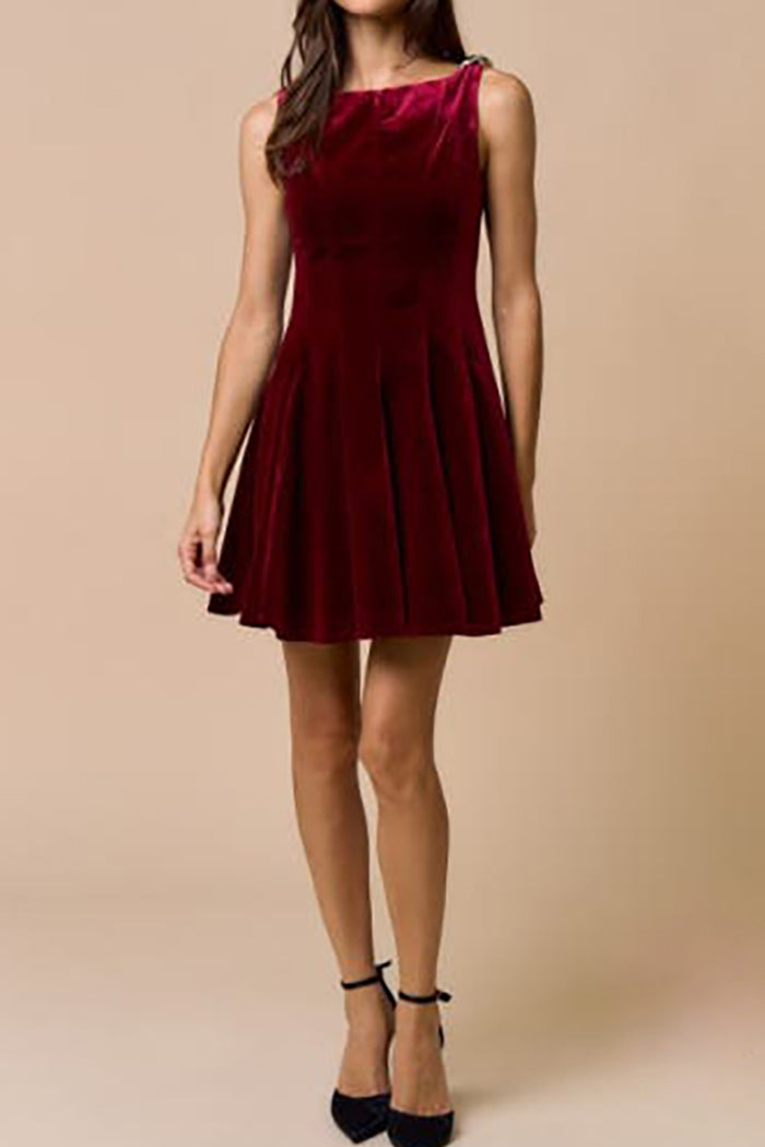 Velvet Sleeveless Pocket Mini Dress