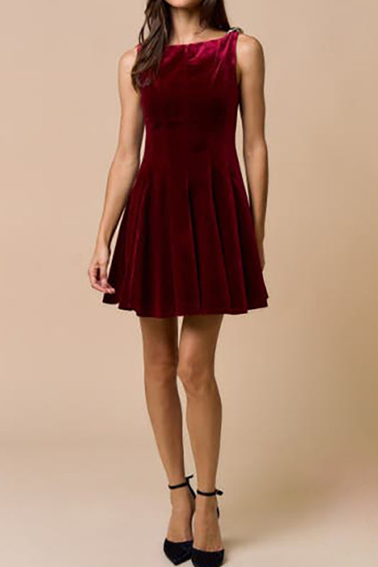 Velvet Sleeveless Pocket Mini Dress