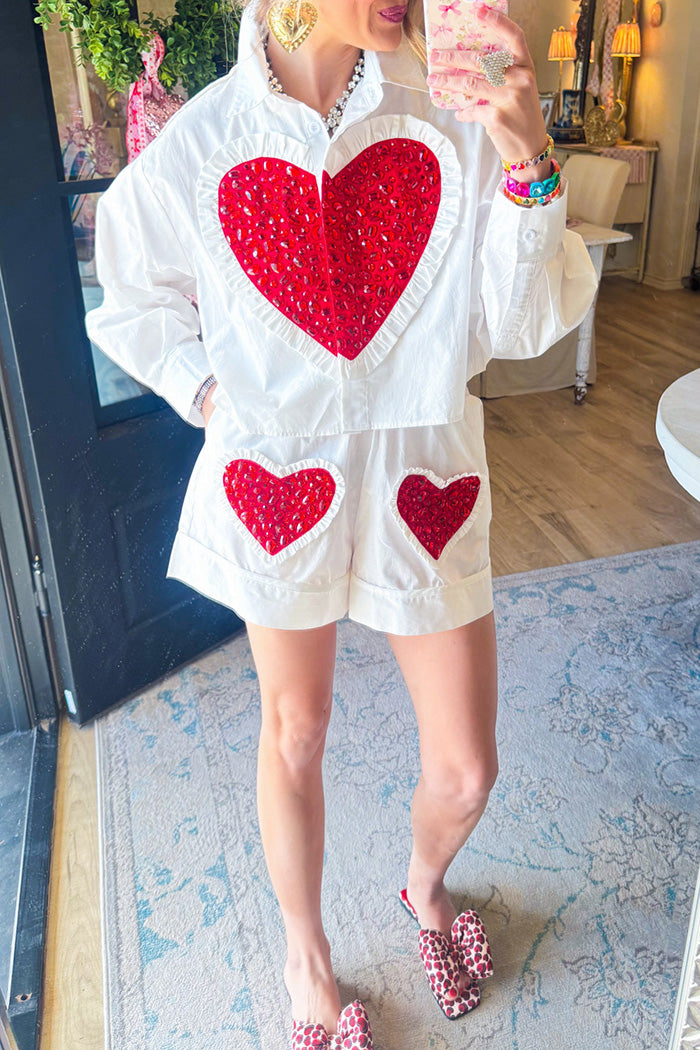 Jeweled Ruffle Heart Set