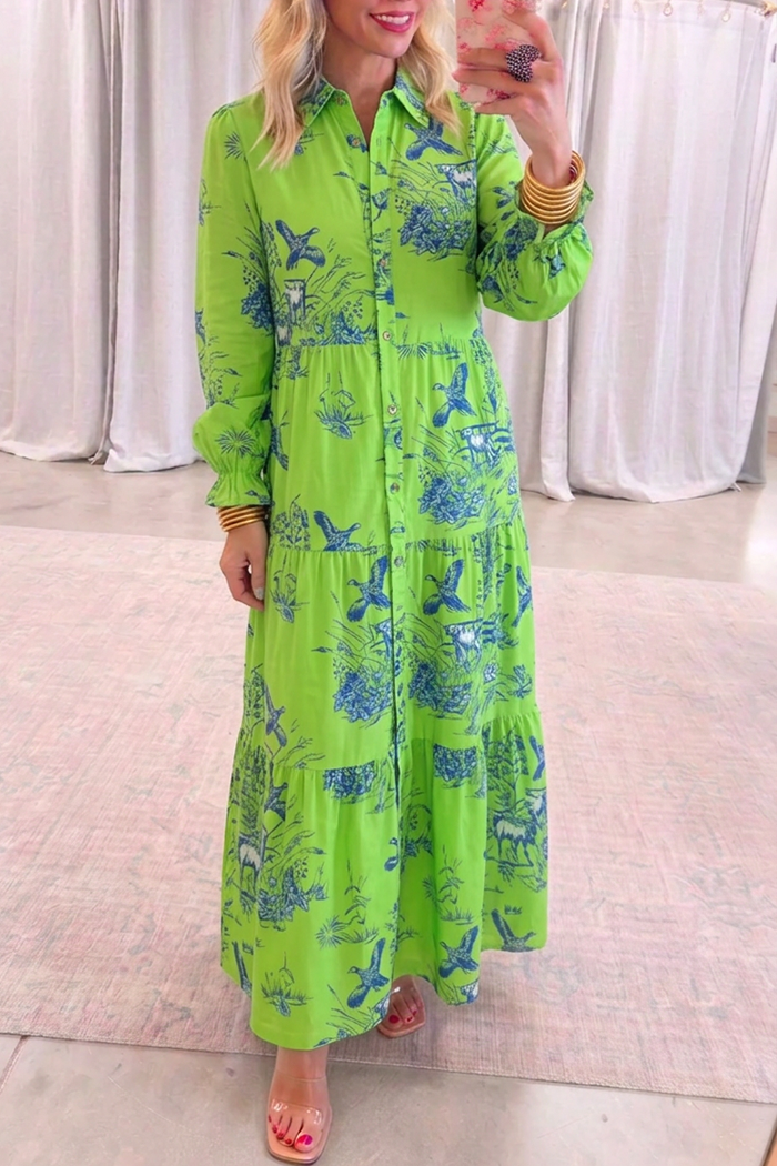 Casual Animal Pattern Midi Dress