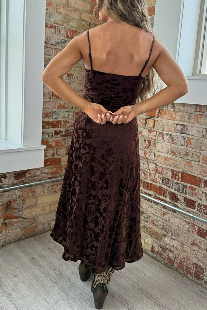 Velvet Burnout Bustier Midi Dress
