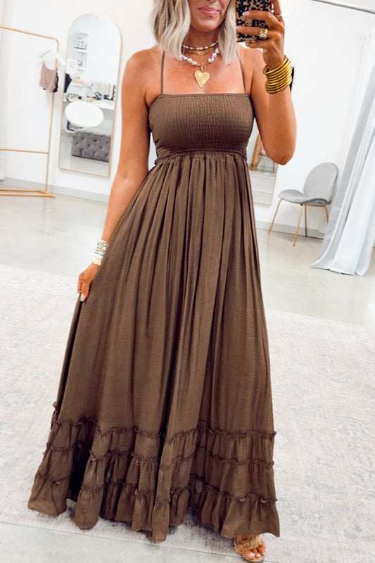 Smocked Halter Maxi Dress