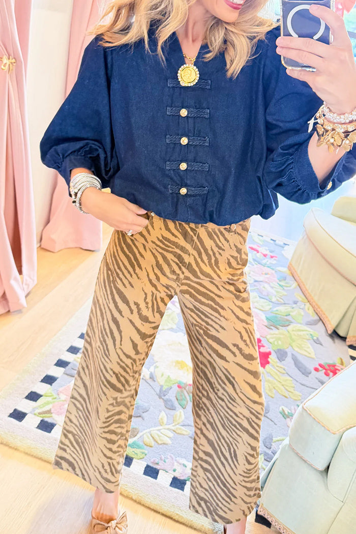Zebra Print Wide Leg Jeans