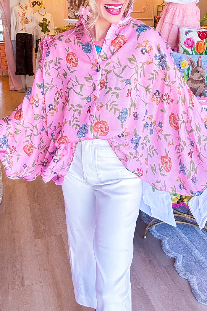 Dolman Sleeve Button Up Top