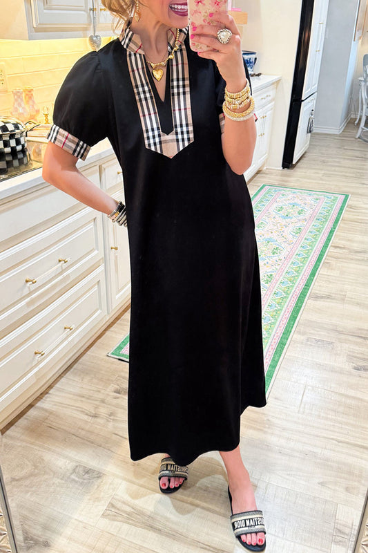 Collar Patch Short Sleeve Dress