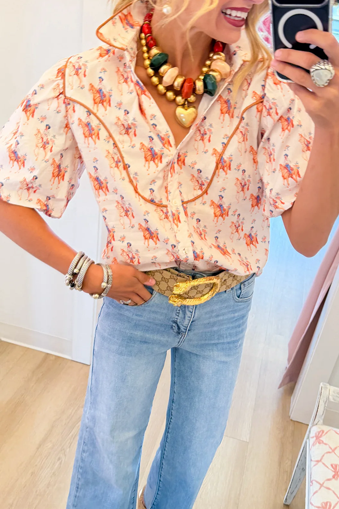 Cowgirl Collared Short Sleeve Top