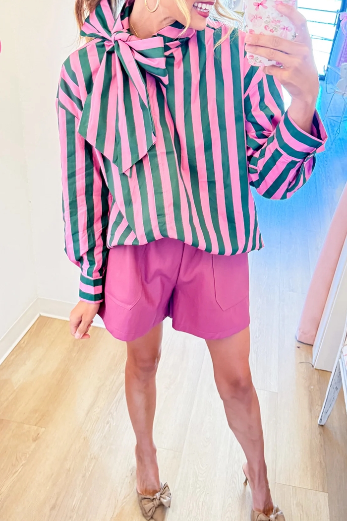 Casual Rose Mauve Faux Leather Shorts