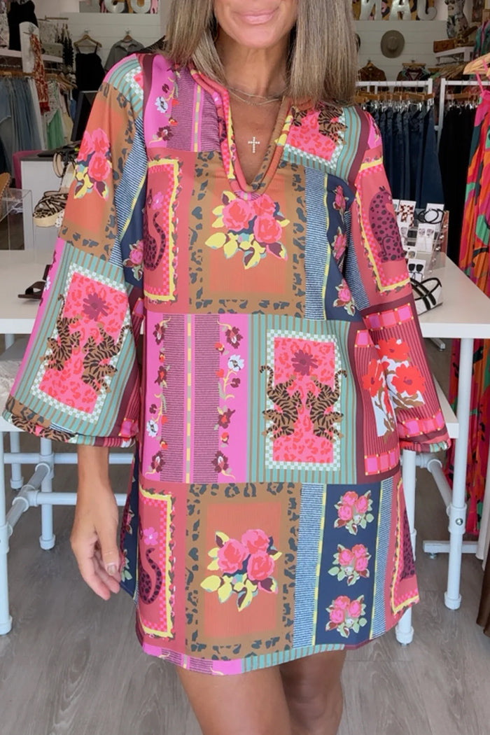 Vintage Patchwork Print Dress